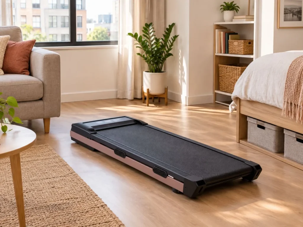 DeerRun Z10 incline walking pad in a modern apartment