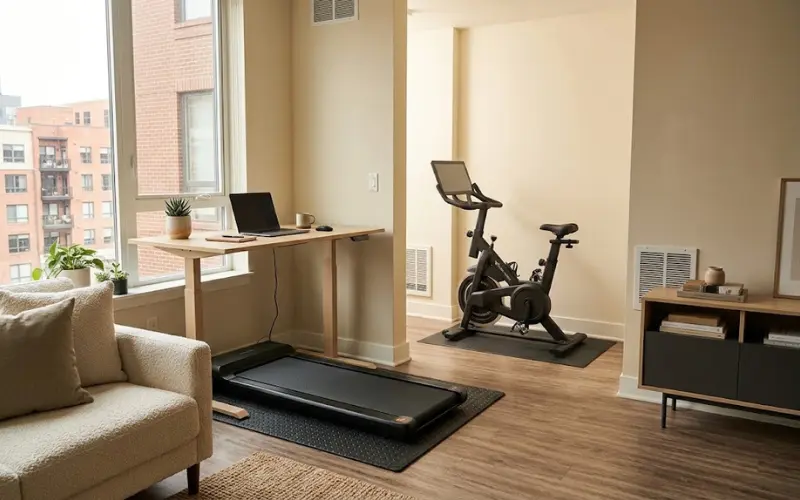 Read more about the article Walking Pad vs. Exercise Bike for Apartments: Which Cardio Machine Actually Fits Your Space?